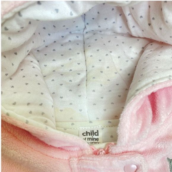 CARTER'S Baby Bunting Snowsuit Pink Size 3-6 Months Infant Girl Zip Up Hood - Picture 4 of 6